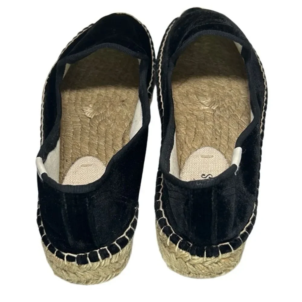 Soludos - Women’s Espadrilles, ‘The Smoking Slipper’ Velvet, Flat - Black Size 8 - Picture 5 of 16
